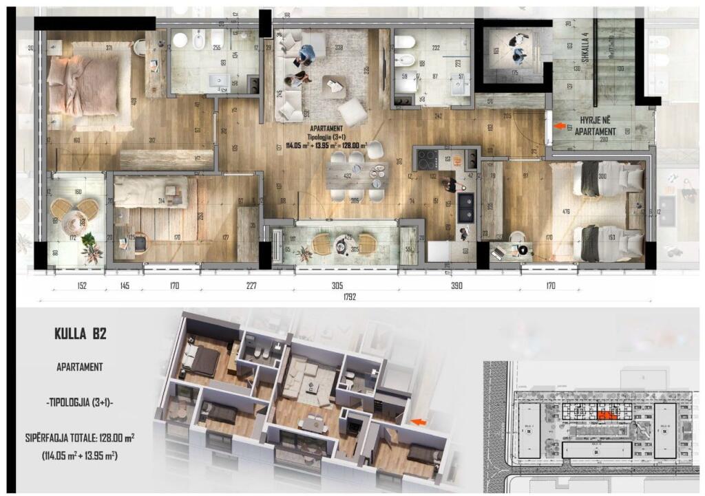 Ofrojme apartament per shitje 3+1+2 tualete ne Ish Dogana