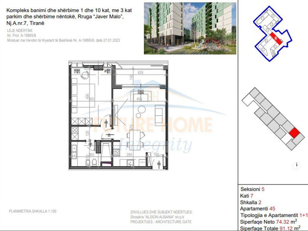 Shitet, Apartament 1+1, Riverside Residence, Tiranë