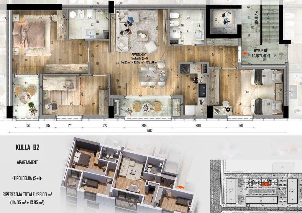 Shesim Apartament 3+1+2 • Akses Tirana Ish-Dogana