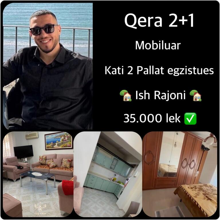 FOR RENT  • 2+1 with balcony 💰 Price: 35,000 leke net ✅ caffe Bros📍 Location: Lagja 6 Former Durres District