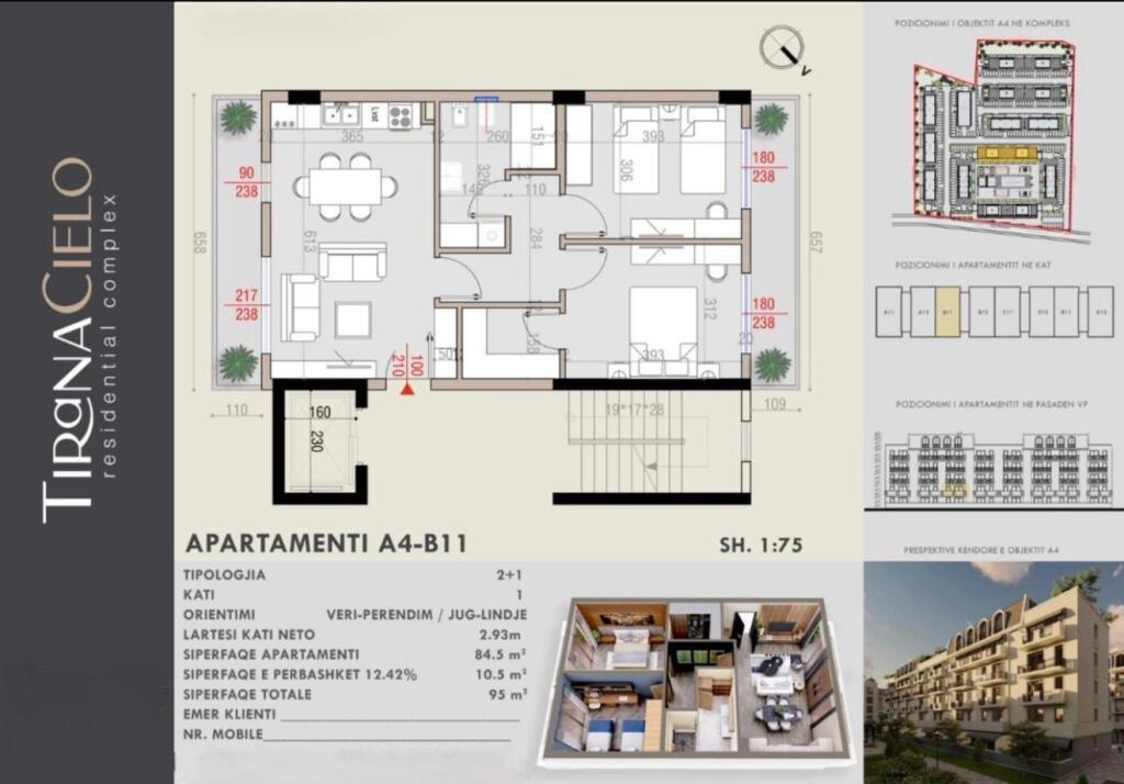 SHITET APARTAMENT 2+1 MJULL-BATHORE 187.000 EURO   