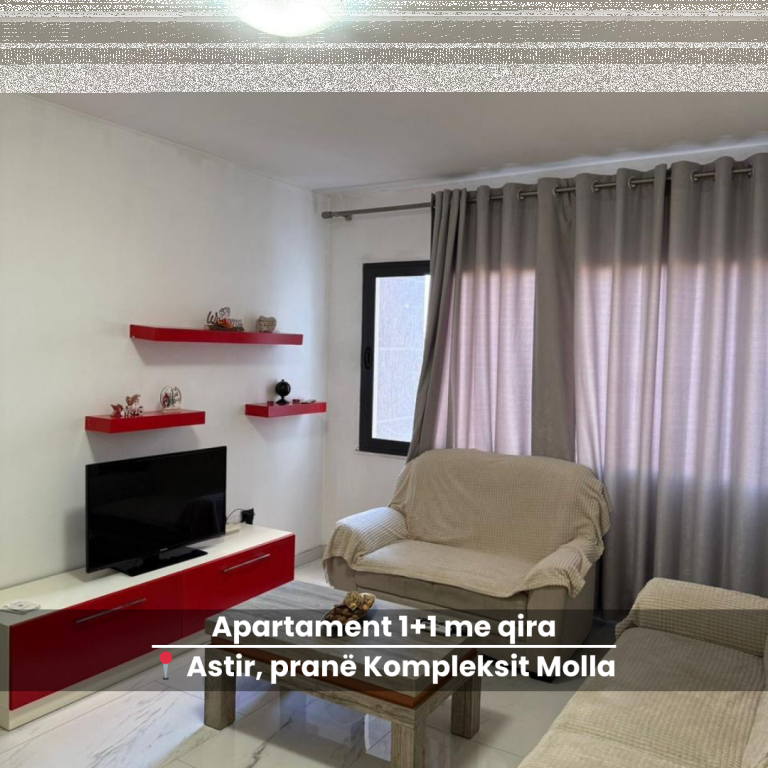 Apartament 1+1 me qira. Astir, pranë Kompleksit Molla