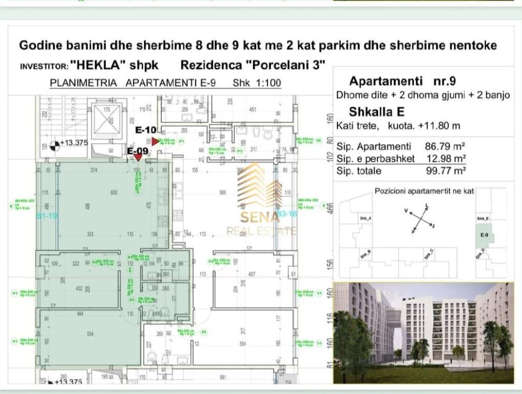 Shitet Apartament 2+1+Blk, Porcelan – Rezidenca “Porcelan 03”, 159.000 Euro