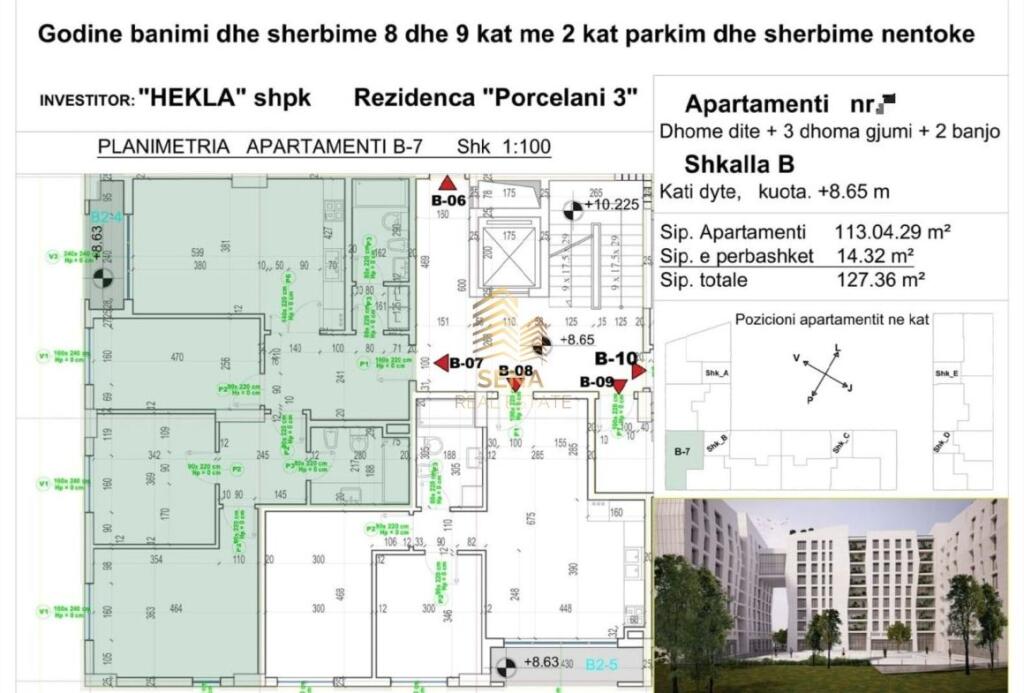 Shitet Apartament 3+1+2+Blk, Porcelan – Rezidenca ”Porcelan 3”, 210,000 Euro