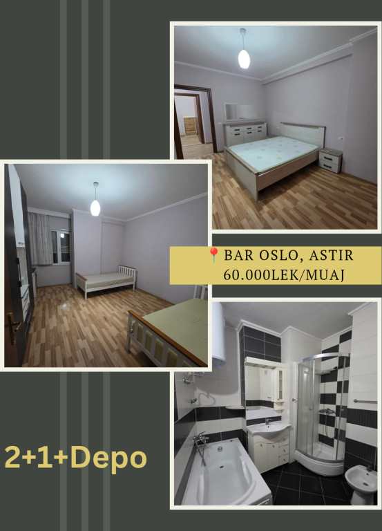 Apartament me qera 2+1+depo, Bar Oslo Astir