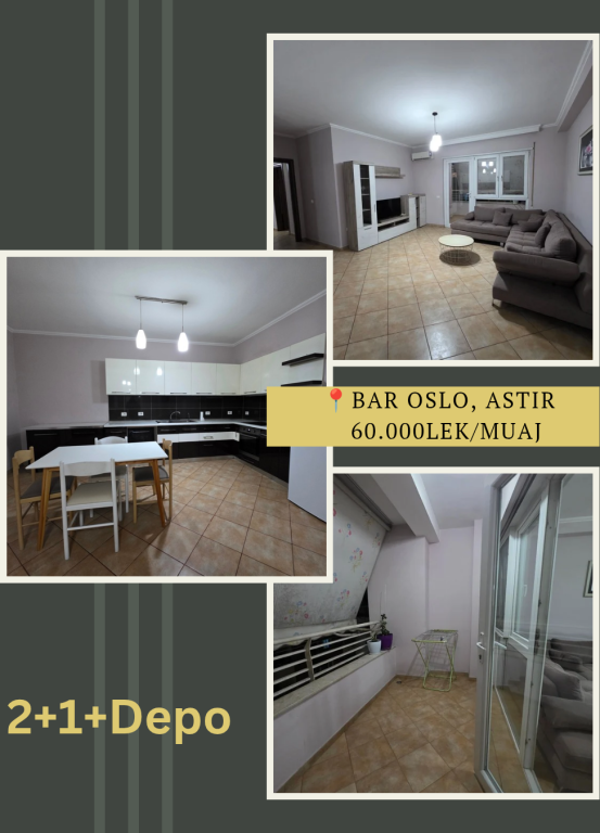 Apartament me qera 2+1+depo, Bar Oslo Astir