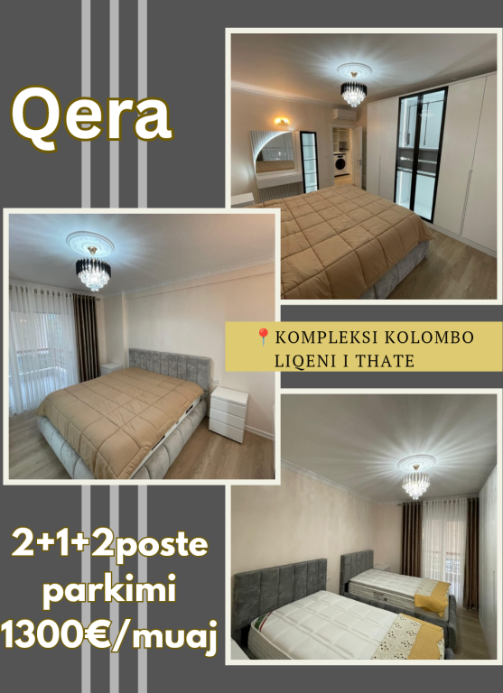 Apartament me qera 2+1+2 poste parkimi, Kompleksi Kolombo, Liqeni i Thate