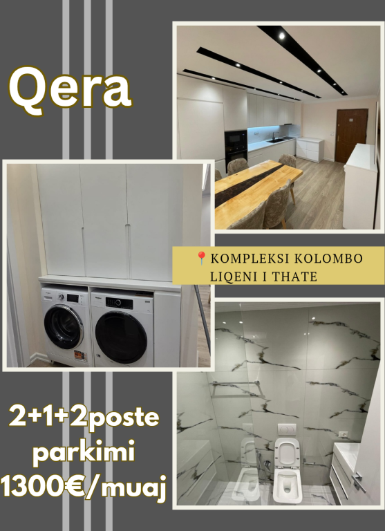 Apartament me qera 2+1+2 poste parkimi, Kompleksi Kolombo, Liqeni i Thate