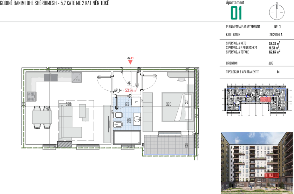 Apartament 1+1 Bulevardi Blu Kamez