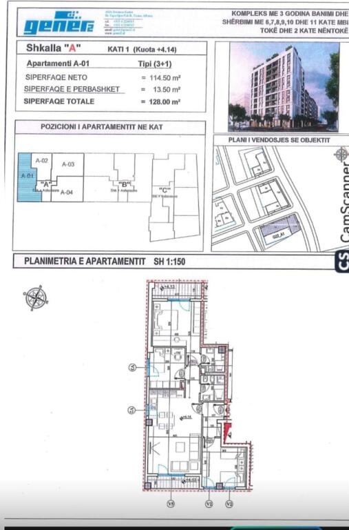 ZYRE ME QERA 128 M2 BULEVARDI RI 800 EURO