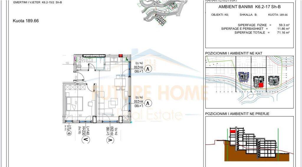 Shitje, Apartament 1+1, Kodra e Diellit, Tirane.