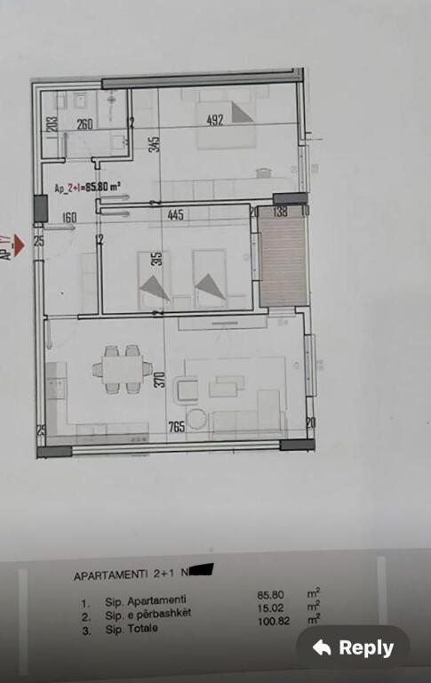 Apartament 2+1 per shitje tek Venatino Residence
