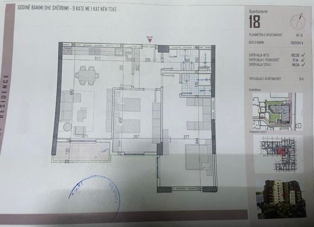 Apartament ne shitje 2+1+2