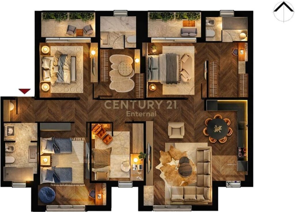 APARTAMENT 4+1+3 TUALETE + 2 BALLKONE NE REZIDENCEN PARK HOUSE