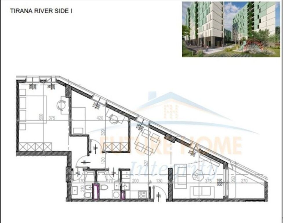 SHITET APARTAMENT 2+1 TEK RIVERSIDE RESIDENCE