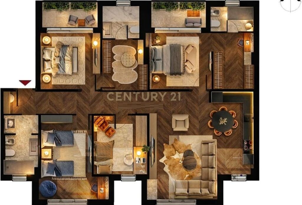 APARTAMENT 4+1+3 TUALETE + 2 BALLKONE NE REZIDENCEN PARK HOUSE