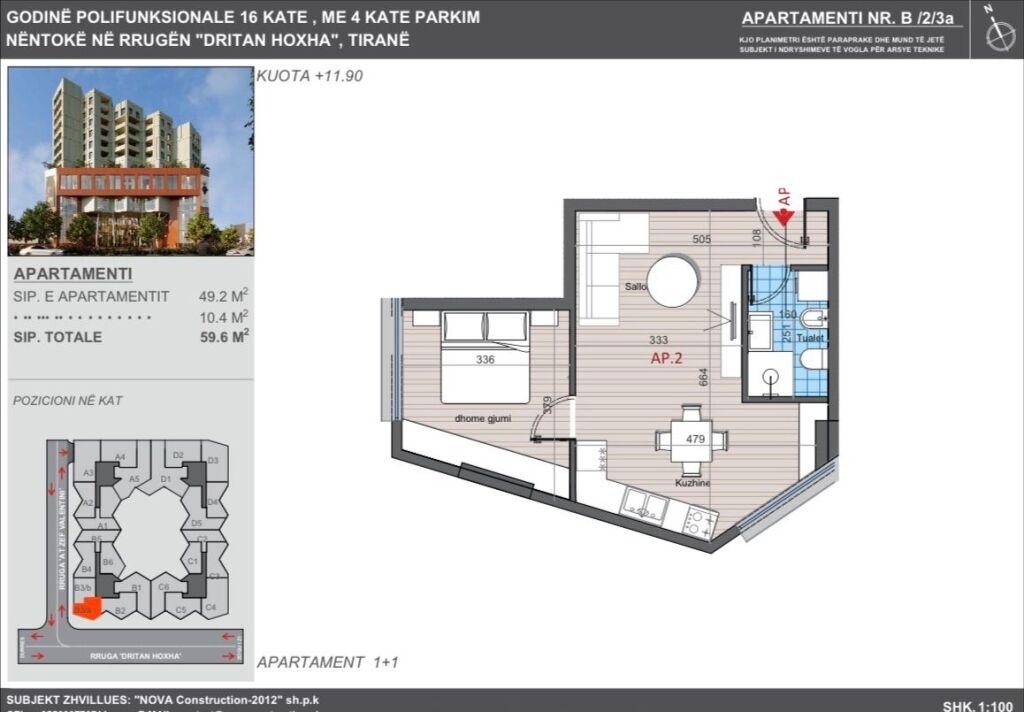 Apartment 1+1 for sale Colonnade Dritan Hoxha Street