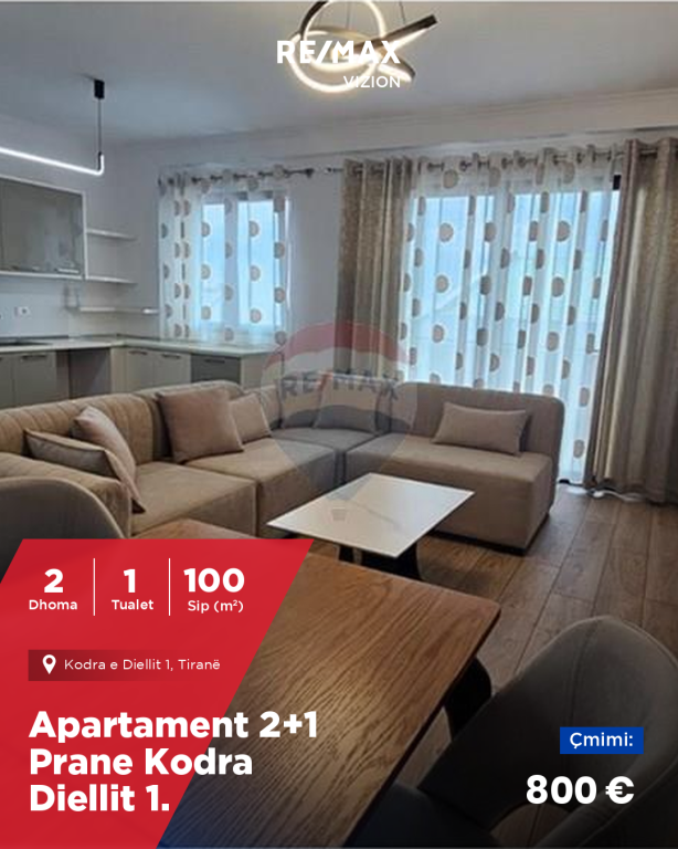 Appartamento 2+1 in affitto vicino a Kodra Diellit 1.