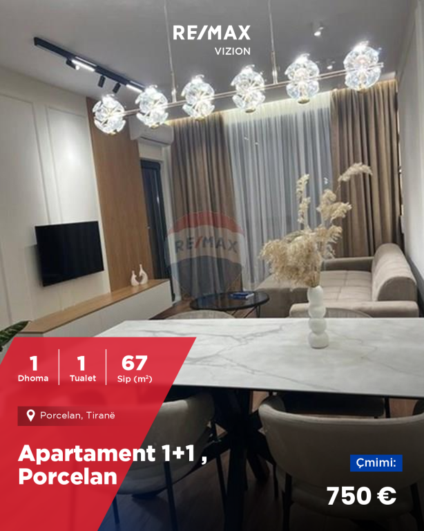 Appartamento 1+1 in affitto, Porcellana