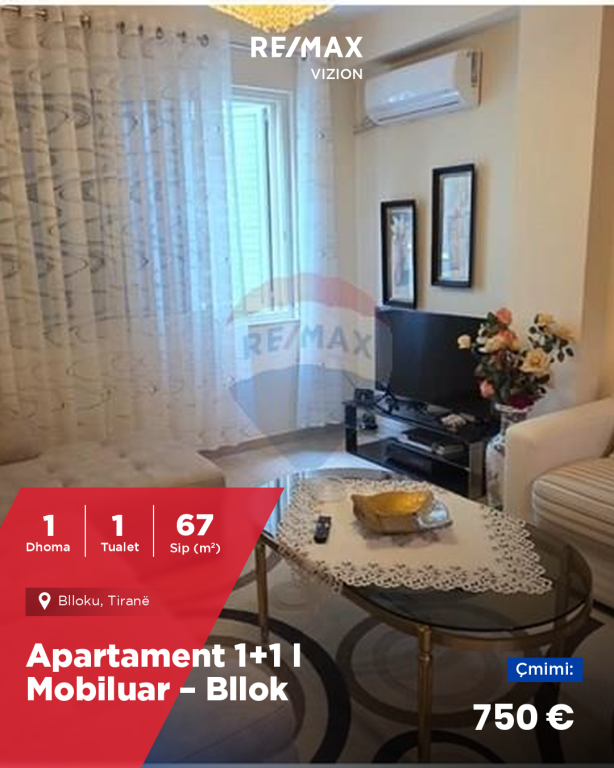 JEPET ME QIRA APARTAMENT 1+1 I MOBILUAR – BLLOK