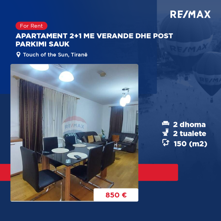APARTAMENT 2+1+2ME VERANDE DHE POST PARKIMI SAUK