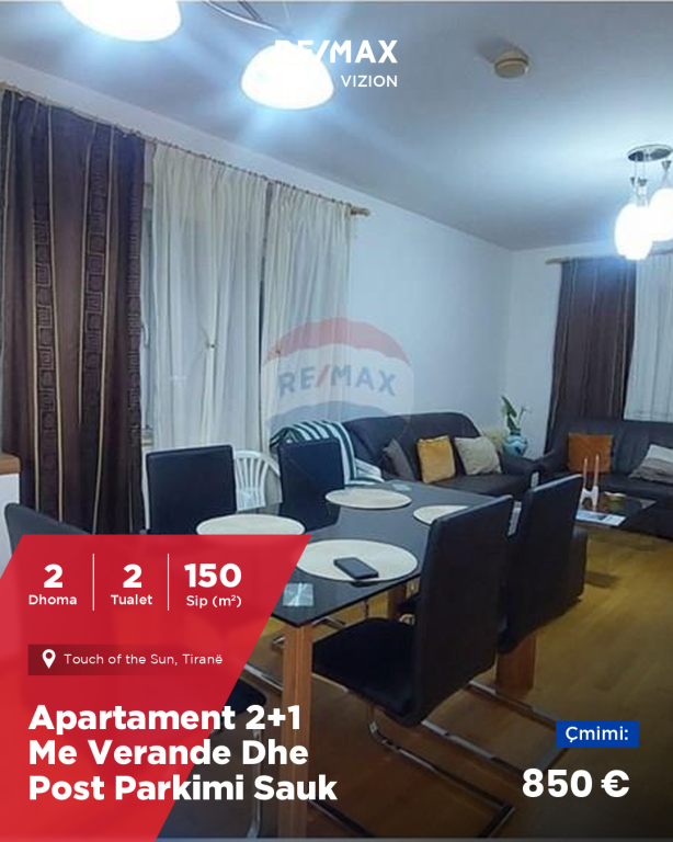 APARTAMENT 2+1+2ME VERANDE DHE POST PARKIMI SAUK