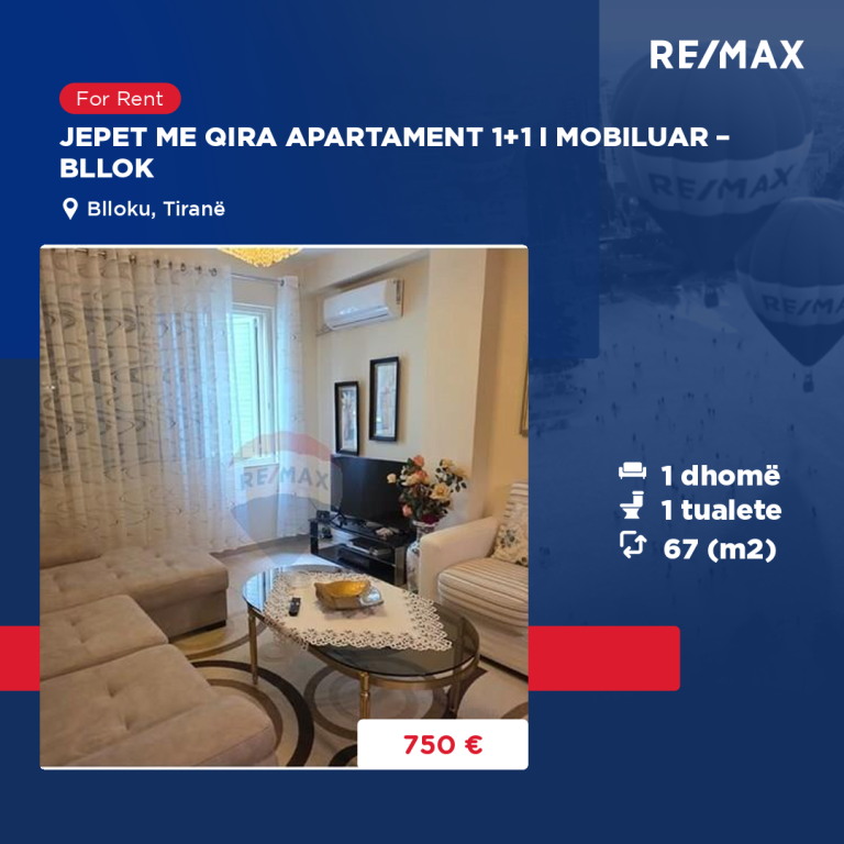 JEPET ME QIRA APARTAMENT 1+1 I MOBILUAR – BLLOK