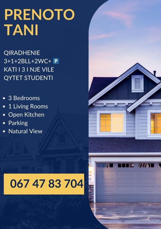 🏠In Affitto 3+1 +2Balconi + 2Bagni +🚗 Parcheggio. Terzo Piano Di Una Villa Privata, Città Studenti Tirana ALBANIA 🔥👇