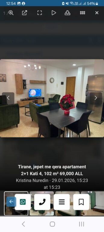 Tirane, 2+1 apartment for rent, 4th floor, 100 m² area. Price 670 € (Komuna e Parisit)