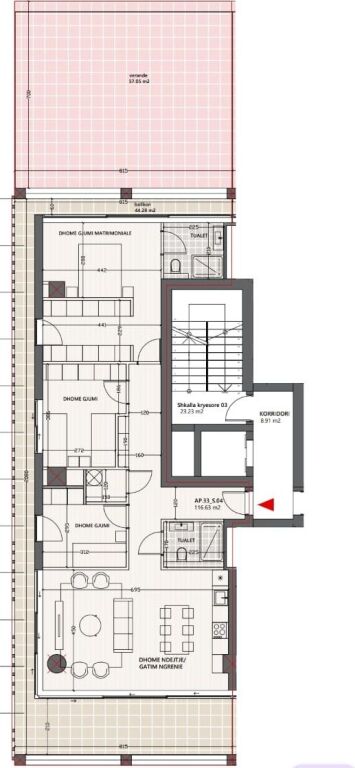 Shitje apartamenti 3+1 Vlora Marina (Lungomare  me pamje Marinë)