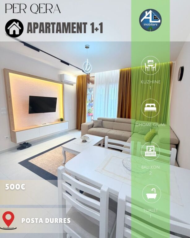 JEPET ME QERA APARTAMENT 1+1 PRANE PRANVERES,DURRES