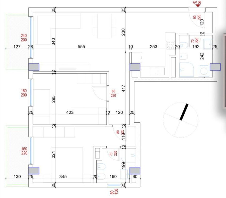 ZYRE ME QERA 106 M2 RRUGA E BARRIKADAVE 1.200 EURO