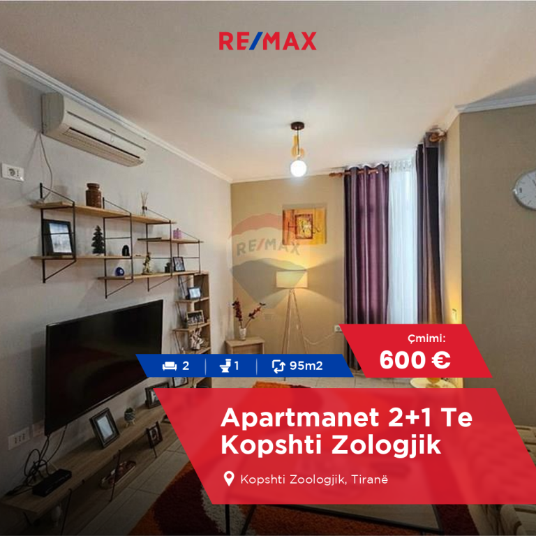 Jepet me qira Apartmanet 2+1 te Kopshti Zologjik