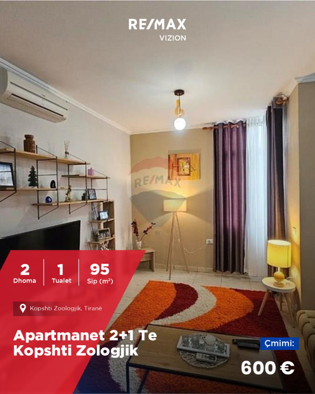 Jepet me qira Apartmanet 2+1 te Kopshti Zologjik