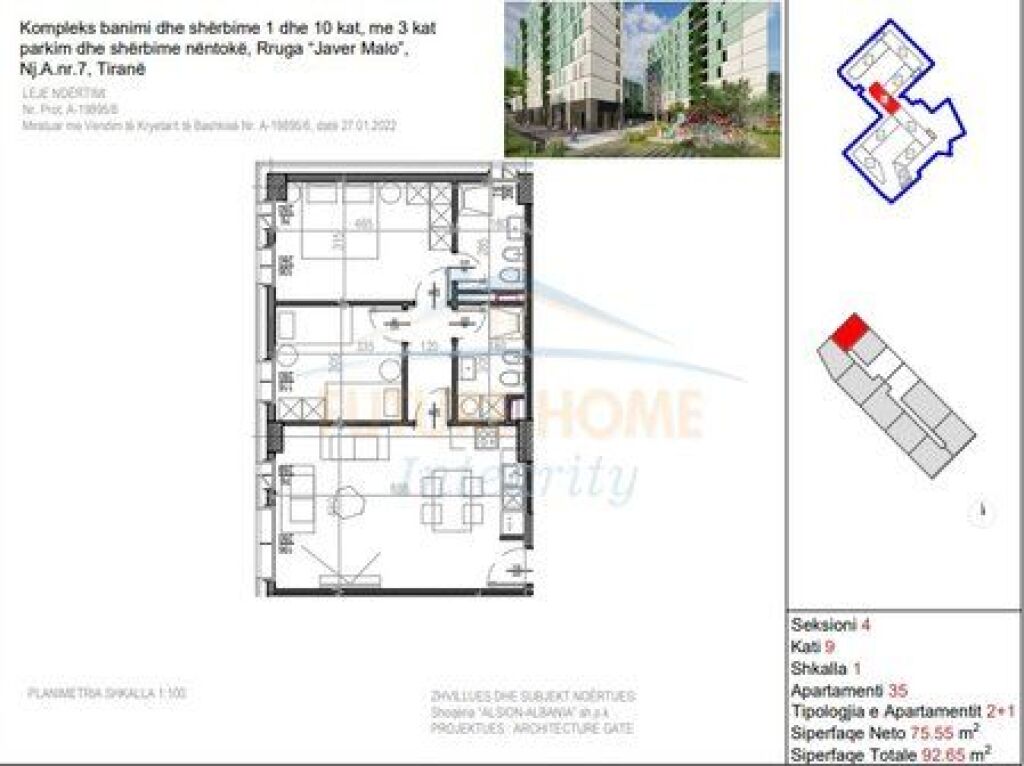 Shitet Apartament 2+1+2, Riverside Residence, Tiranë.