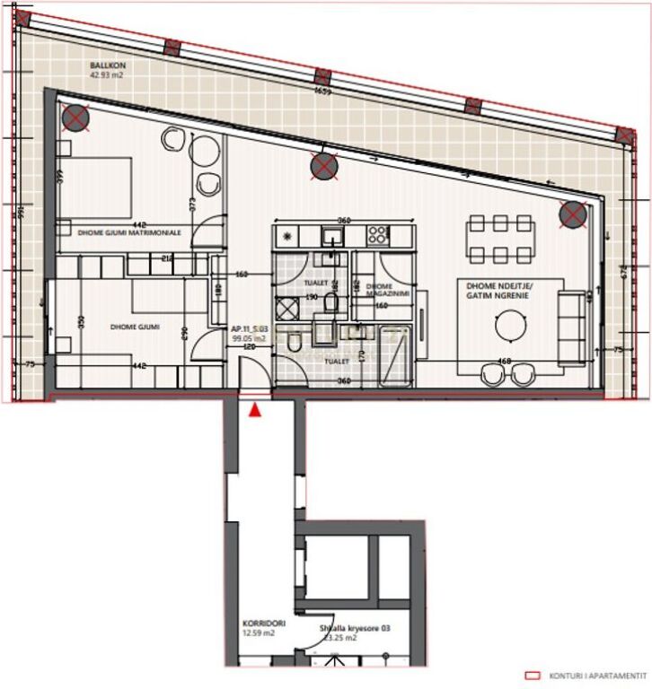 Apartament 2+1+post parkimi Vlora Marina