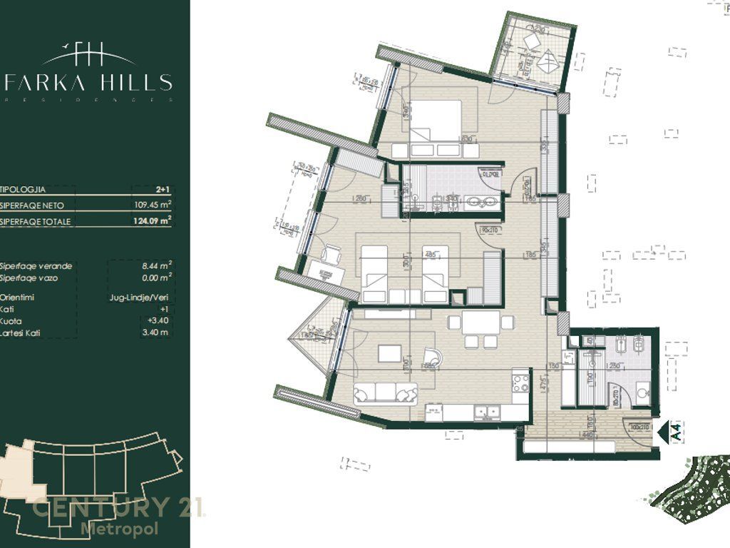 APARTAMENT 2+1+2 NE SHITJE NE REZIDENCEN FARKA HILLS! 230,000 €