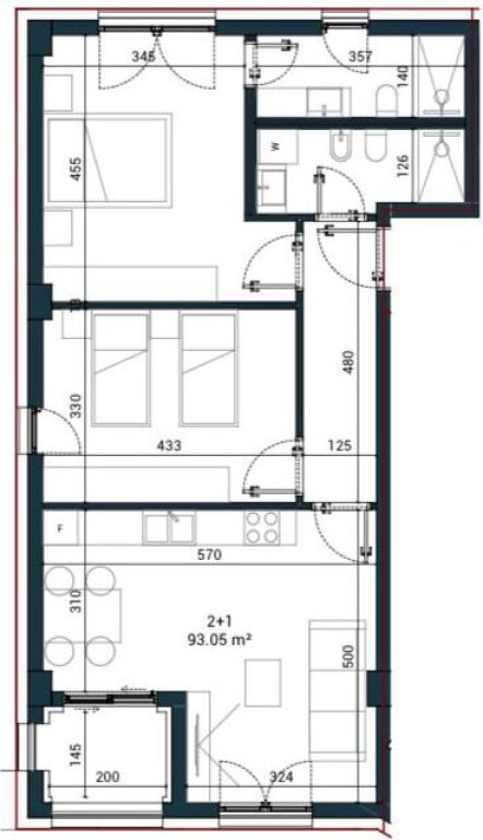 Apartament 2+1 per shitje tek San Palase Residence ne Palase