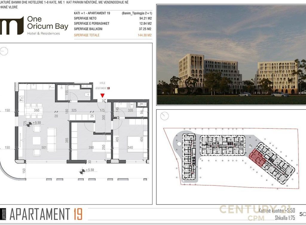 SHITET APARTAMENT 2+1+2 NE ORIKUM BAY