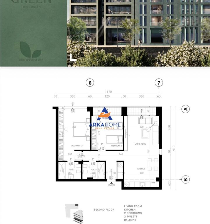 SHITET APARTAMENT 2+1+BALLKON PRANE GROW GREEN,SAUK 246000EURO