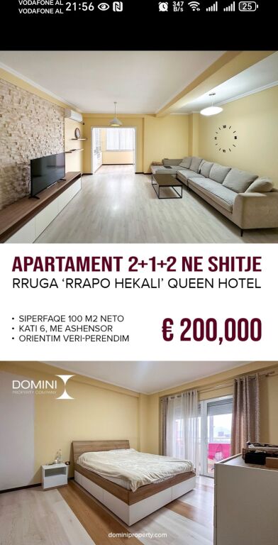Shitet Apartament 2+1+2 te mbikalimi prane hotel Queen