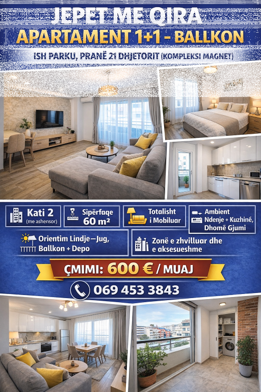 Apartament 1+1 Parku/ prane 21shit