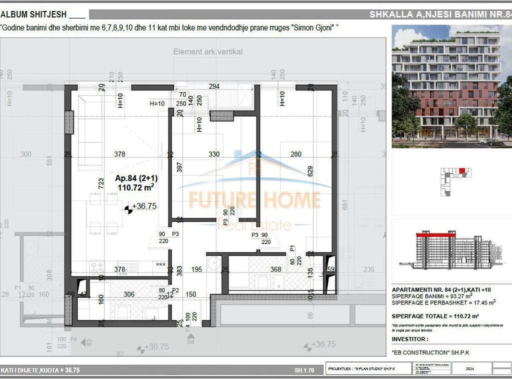 Shitet, Apartament 2+1+2, Mei’s Garden Residence, Ish Fusha e Aviacionit, Tirane.