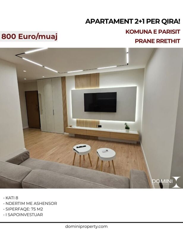 Apartament 2+1 per Qira te Komuna e Parisit, prane rrethit