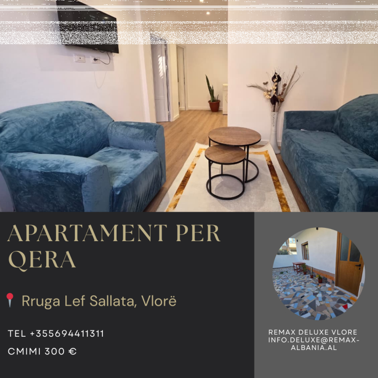 APARTAMENT 1+1 ME QERA – PRANË SERAVE, VLORË