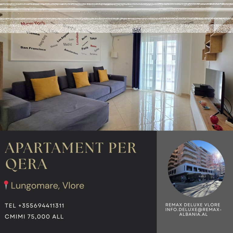 Apartament Premium 2+1 me Qera Afatgjatë – Lungomare, Vlorë