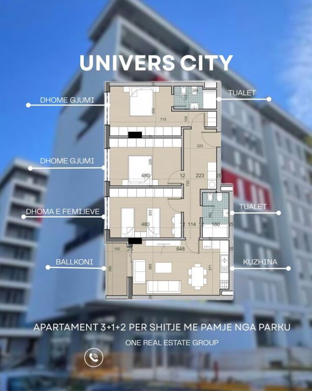 Univers City , For sale 3+1+2wc with view of the park