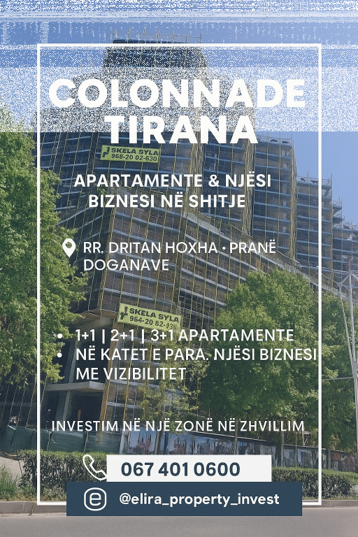 Apartment 2+1 for sale Colonnade Residence, Zogu i Zi, Dritan Hoxha street