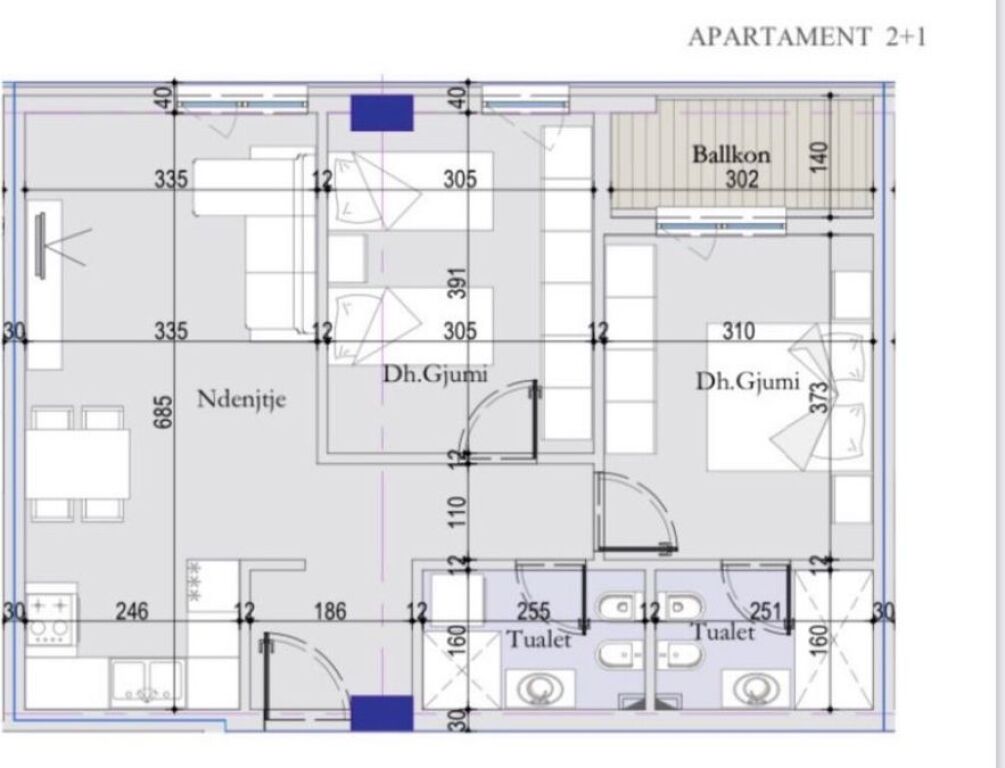 WE SELL APARTMENT 2+1+2 AT FORMER CUSTOMS, TIRANA ENTRY 2