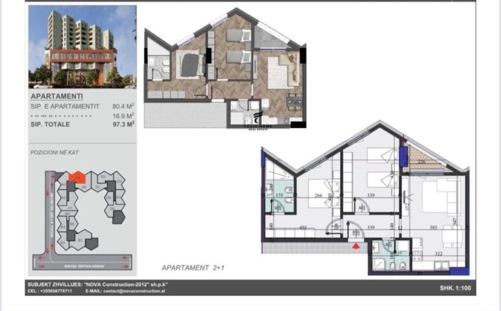 IN VENDITA APPARTAMENTO 2+1 ZOGU I ZI 164.000 EURO